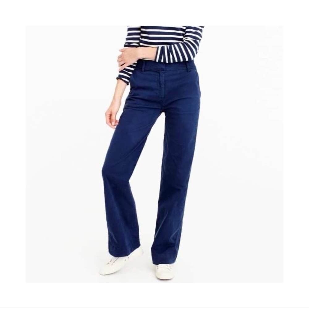 J CREW Navy Cotton Wide Leg Pants Sz 00 NWT